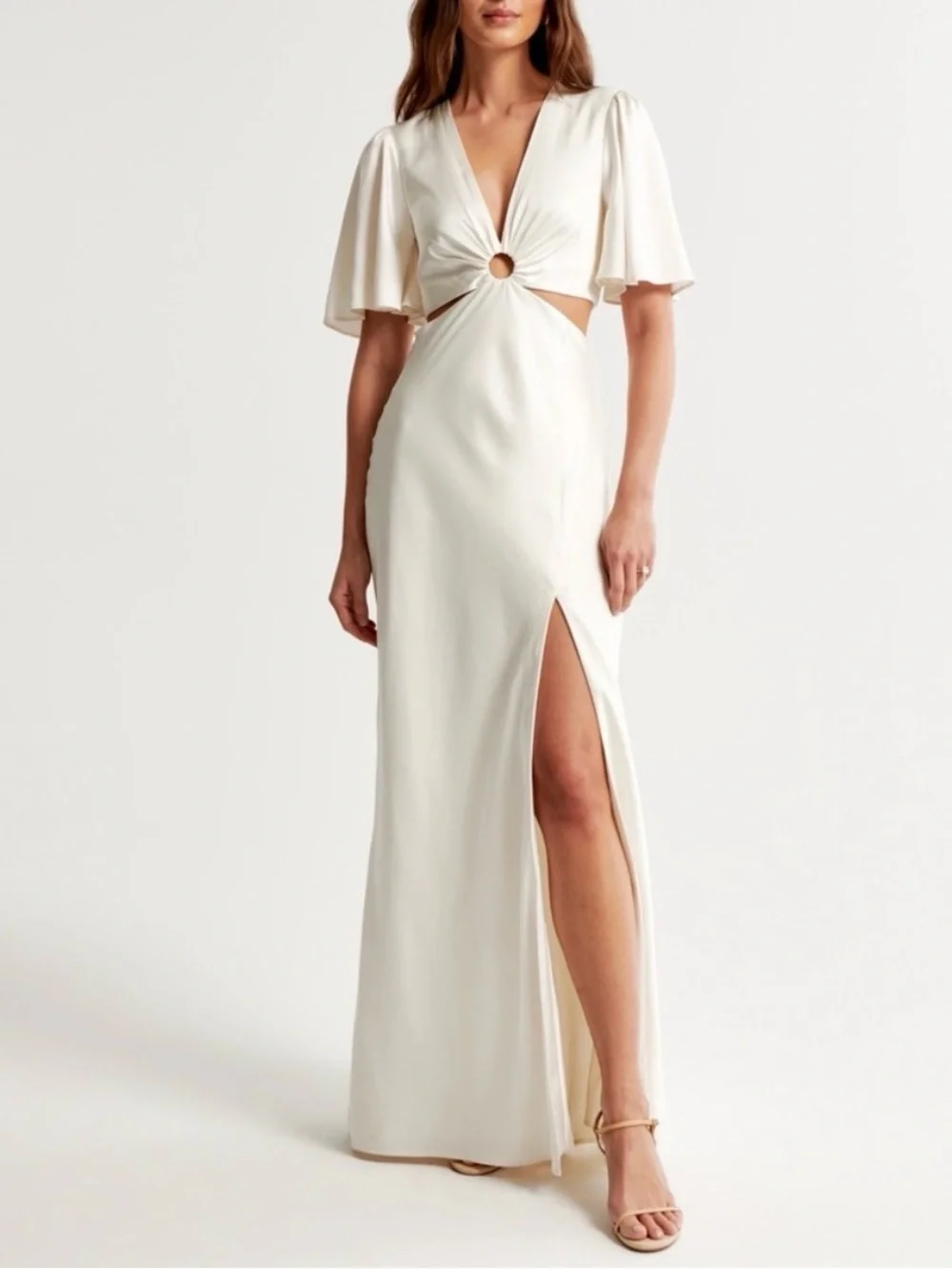Abercrombie Angel Sleeve Maxi Dress with cut outs and ring detail